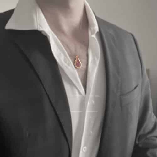 9K Gold Hexagonal Ruby Pendant