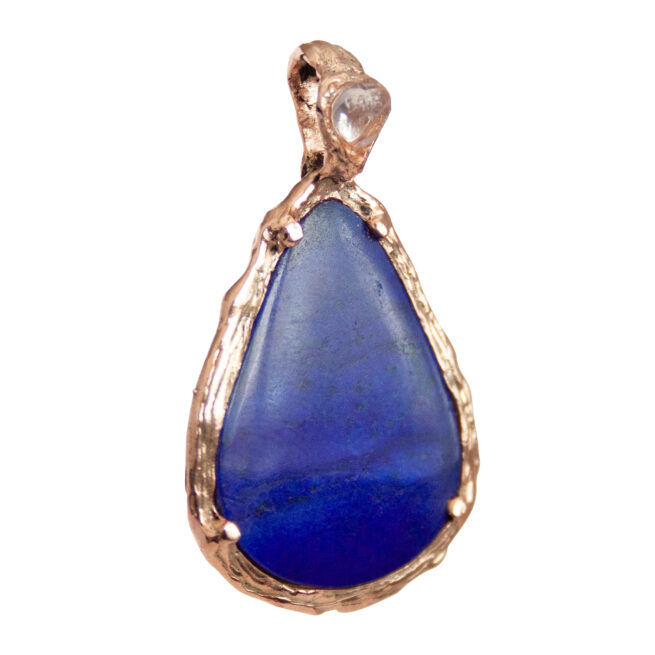 9K Gold Lapis Moonstone Pendant - Image 2