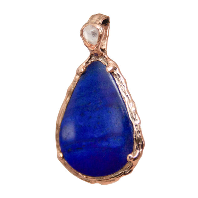 9K Gold Lapis Moonstone Pendant - Image 3