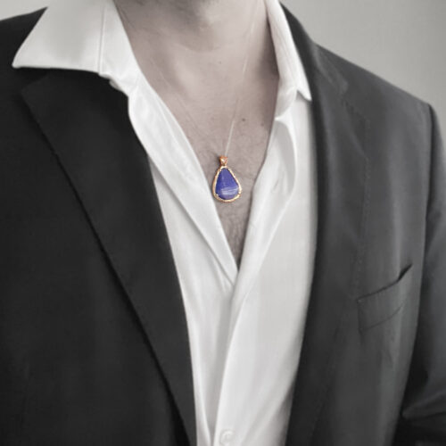 9K Gold Lapis Moonstone Pendant