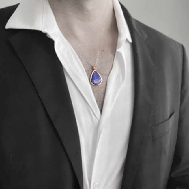 9K Gold Lapis Moonstone Pendant