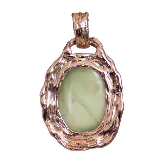 9K Gold Prehnite Pendant - Image 4