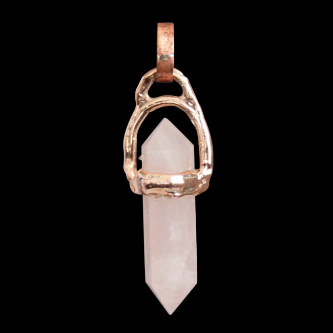 9K Gold Rose Quartz Point Talisman - Image 3