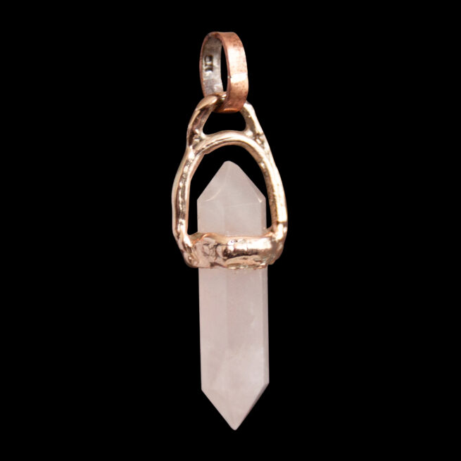 9K Gold Rose Quartz Point Talisman - Image 2
