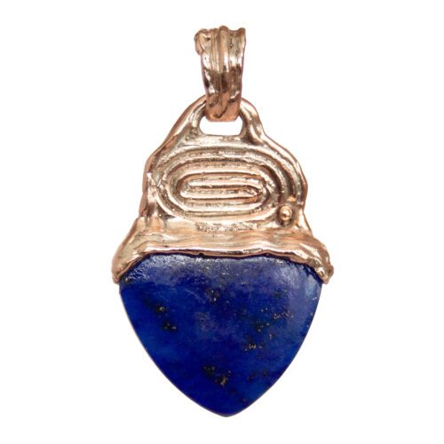 9K Gold Spiral Lapis Pendant