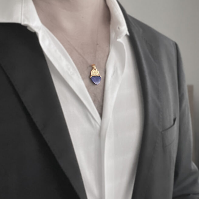 9K Gold Spiral Lapis Pendant