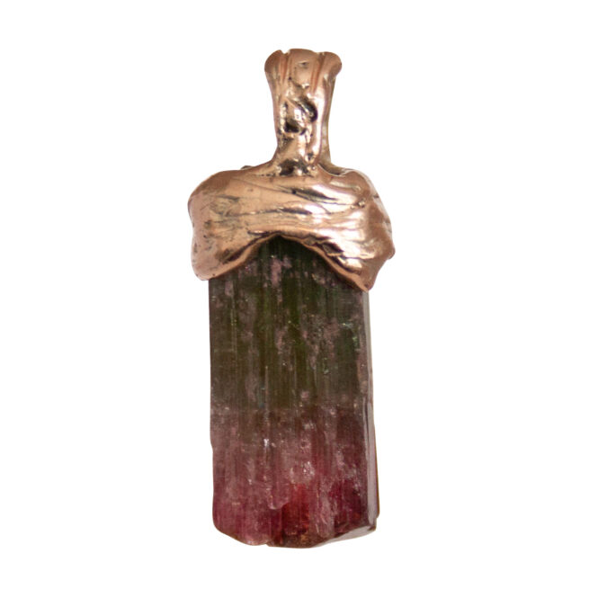 9K Gold Watermelon Tourmaline Necklace - Image 4