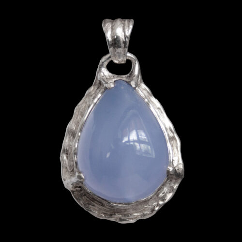 Blue Chalcedony Silver Pendant