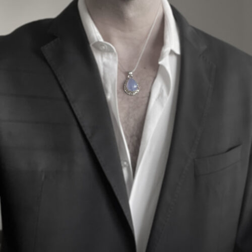 Blue Chalcedony Silver Pendant