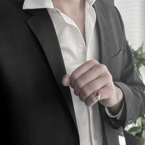 Carnelian Cabochon Silver Ring