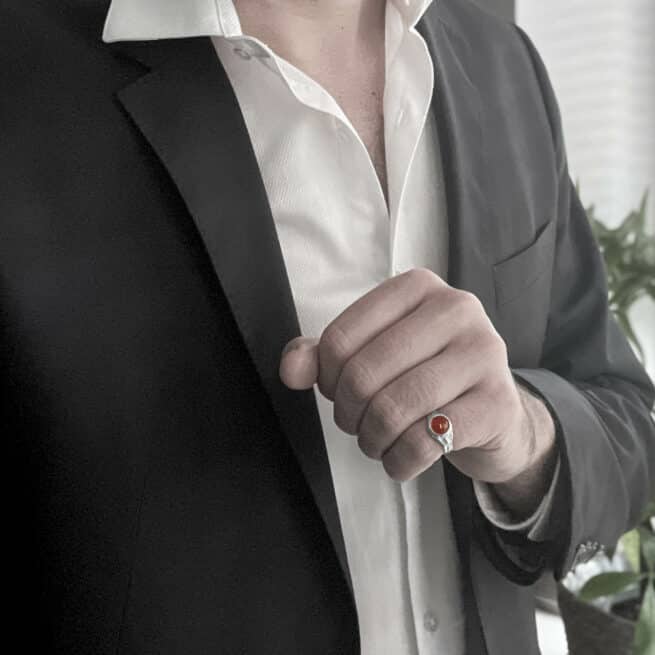 Carnelian Cabochon Silver Ring