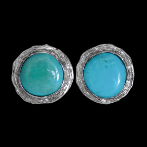 Circular Turquoise Silver Studs