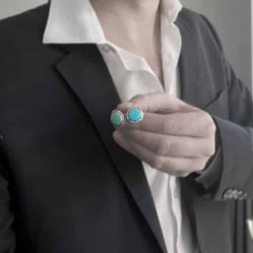 Circular Turquoise Silver Studs