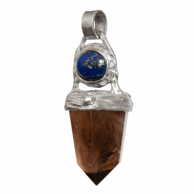 Citrine Lapis Silver Pendant - Image 3