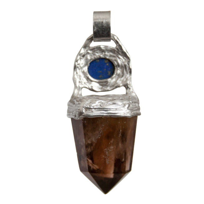 Citrine Lapis Silver Pendant - Image 4