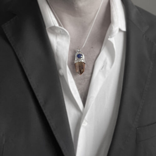 Citrine Lapis Silver Pendant