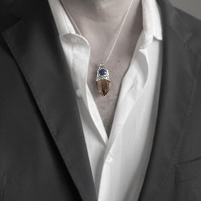 Citrine Lapis Silver Pendant