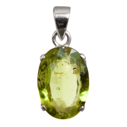 Faceted Peridot Silver Pendant