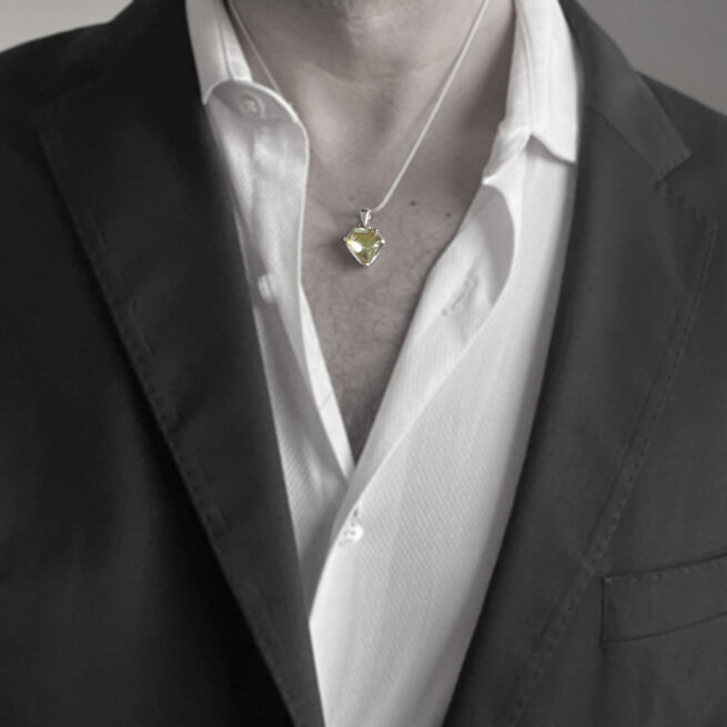 Faceted Prasiolite Silver Pendant