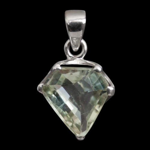 Faceted Prasiolite Silver Pendant