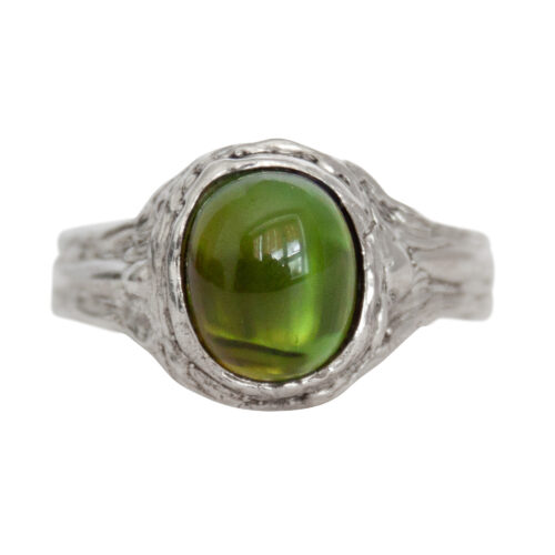 Green Tourmaline Silver Ring