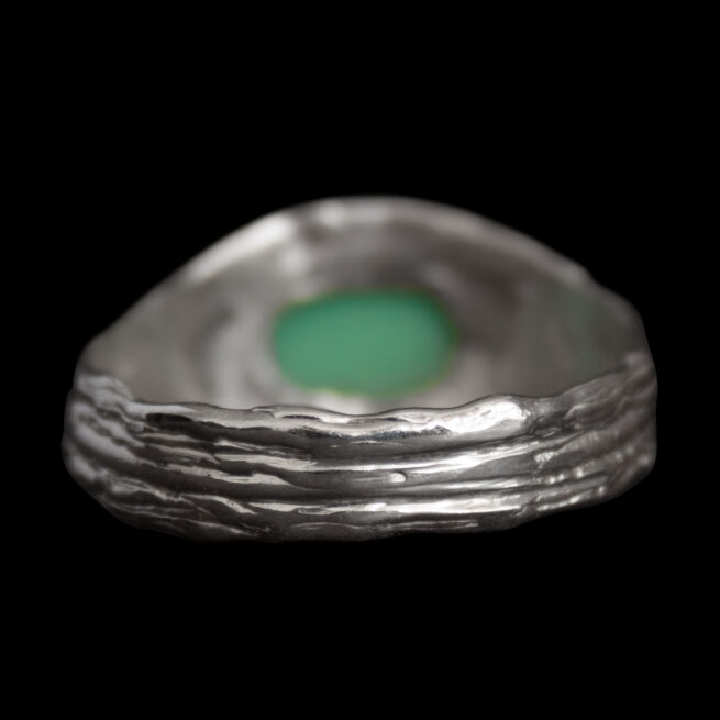 Oval Chrysoprase Silver Ring - Image 4