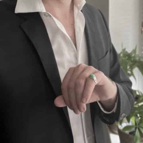 Oval Chrysoprase Silver Ring