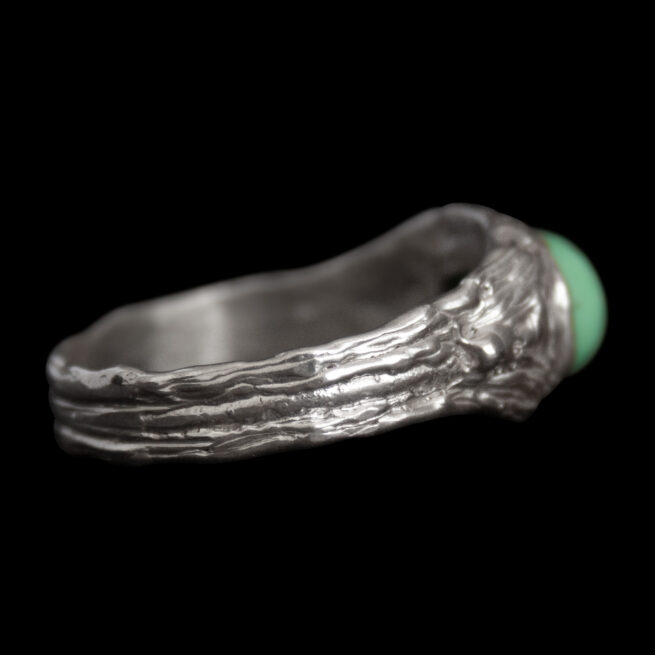 Oval Chrysoprase Silver Ring - Image 3
