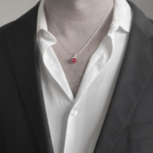 Pink Garnet Silver Pendant