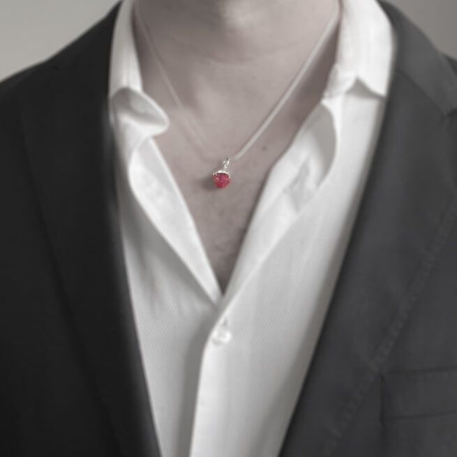 Pink Garnet Silver Pendant