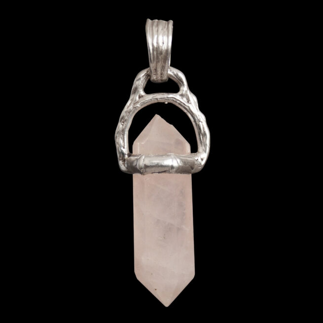 Rose Quartz Point Silver Pendant