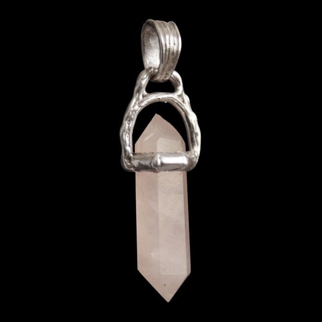 Rose Quartz Point Silver Pendant - Image 6