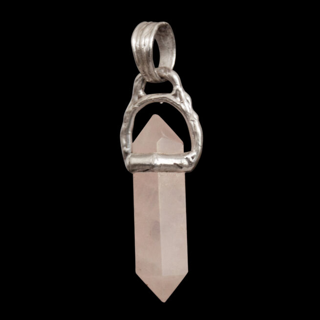 Rose Quartz Point Silver Pendant - Image 5