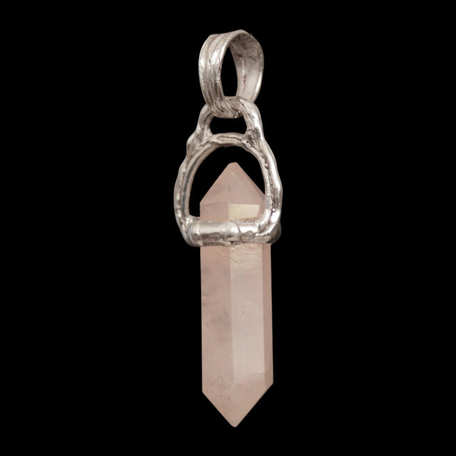 Rose Quartz Point Silver Pendant - Image 4