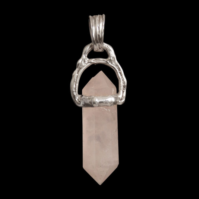 Rose Quartz Point Silver Pendant - Image 3