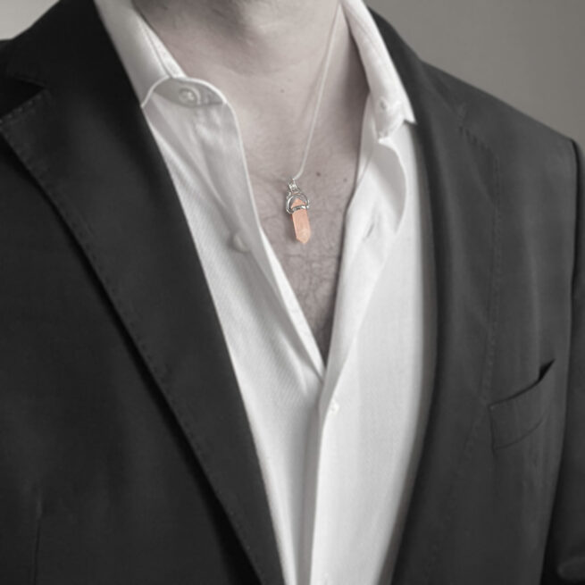 Rose Quartz Point Silver Pendant - Image 7