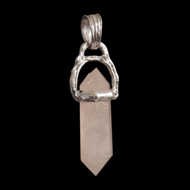 Rose Quartz Point Silver Pendant - Image 2