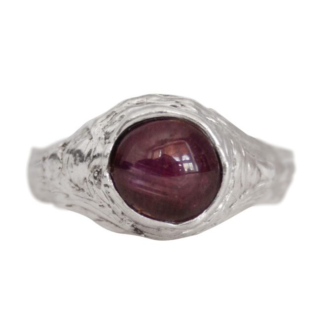 Ruby Cabochon Silver Ring