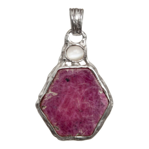 Ruby Moonstone Silver Pendant