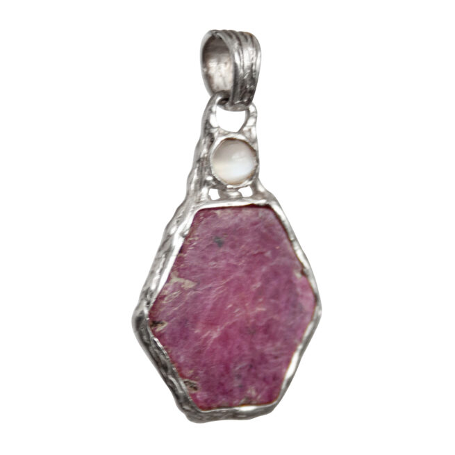 Ruby Moonstone Silver Pendant - Image 2