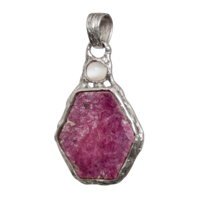 Ruby Moonstone Silver Pendant - Image 3