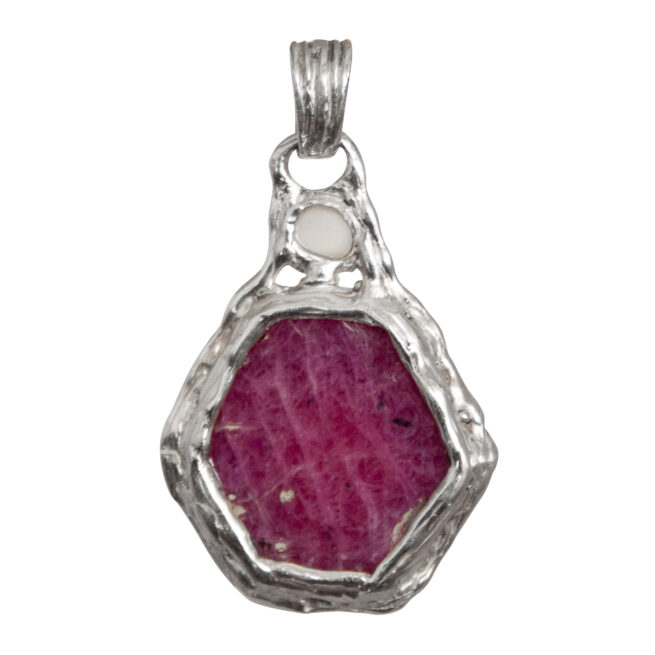 Ruby Moonstone Silver Pendant - Image 4