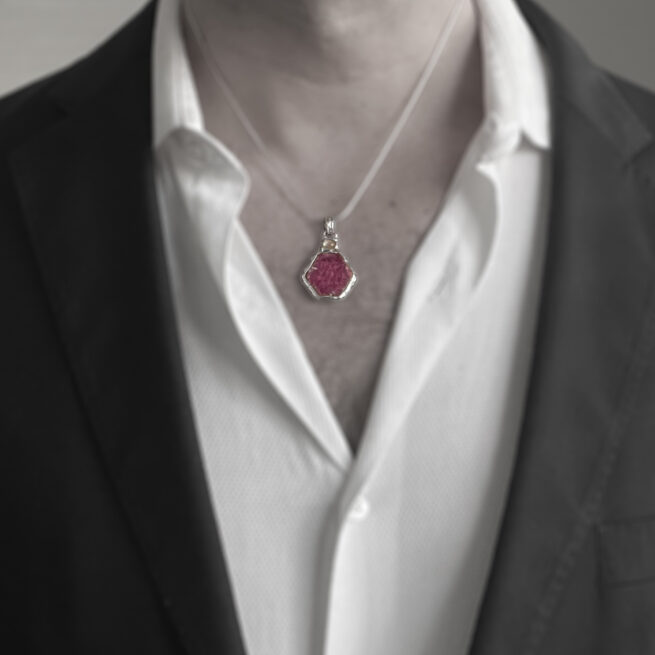 Ruby Moonstone Silver Pendant