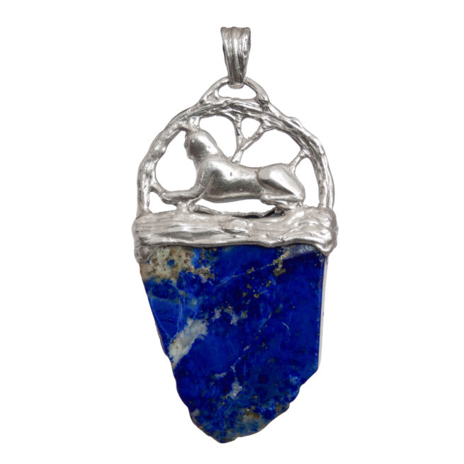 Silver Sphinx Lapis Pendant
