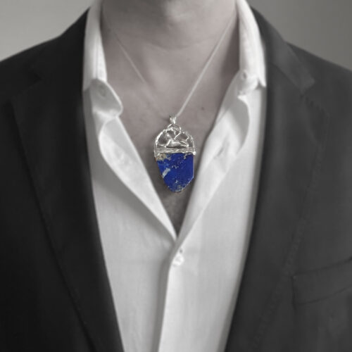 Silver Sphinx Lapis Pendant