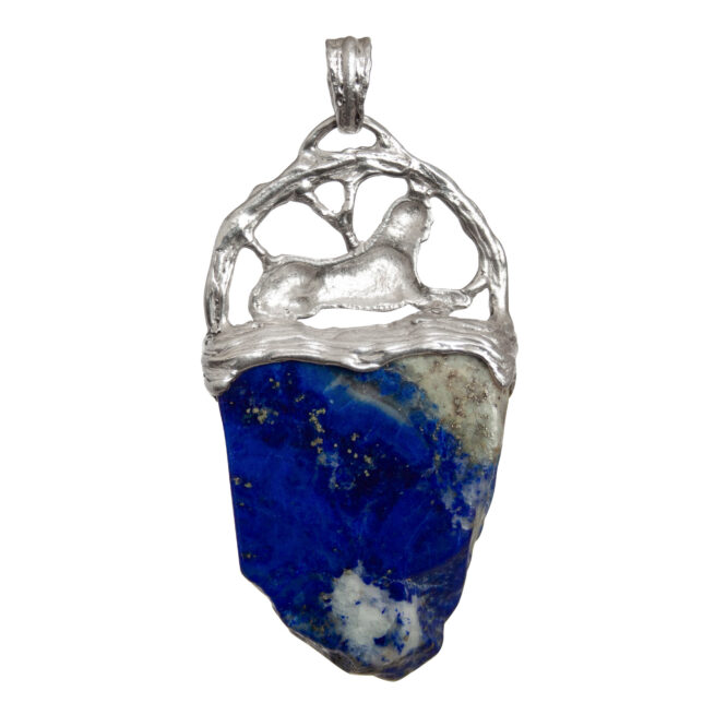 Silver Sphinx Lapis Pendant - Image 4