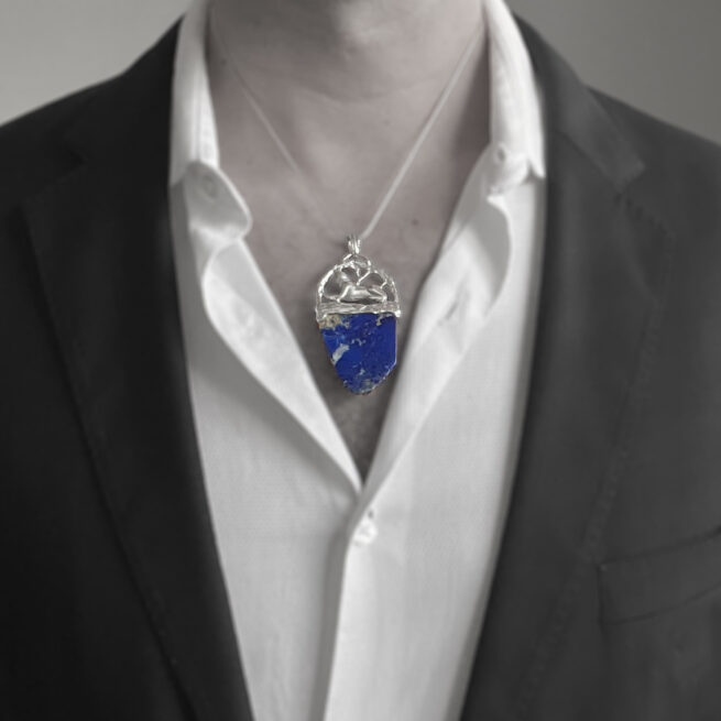 Silver Sphinx Lapis Pendant