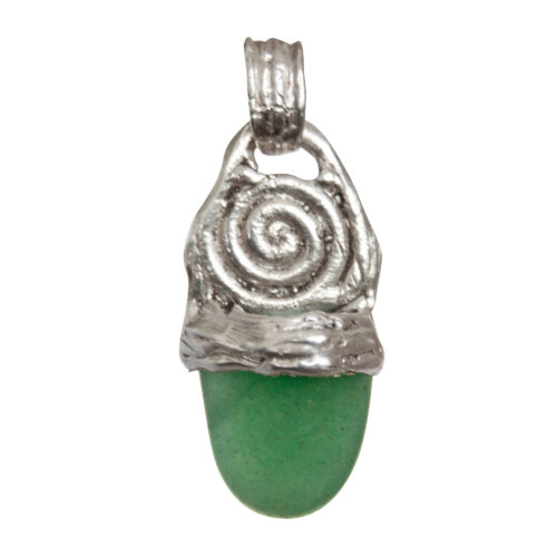 Silver Spiral Aventurine Pendant