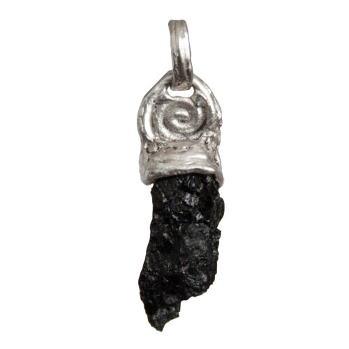 Silver Spiral Black Tourmaline Pendant
