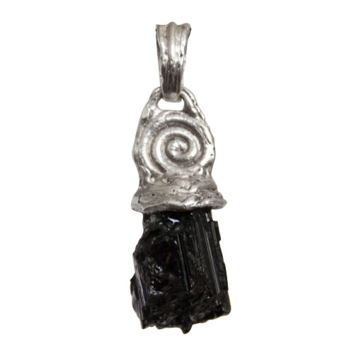 Silver Spiral Black Tourmaline Talisman